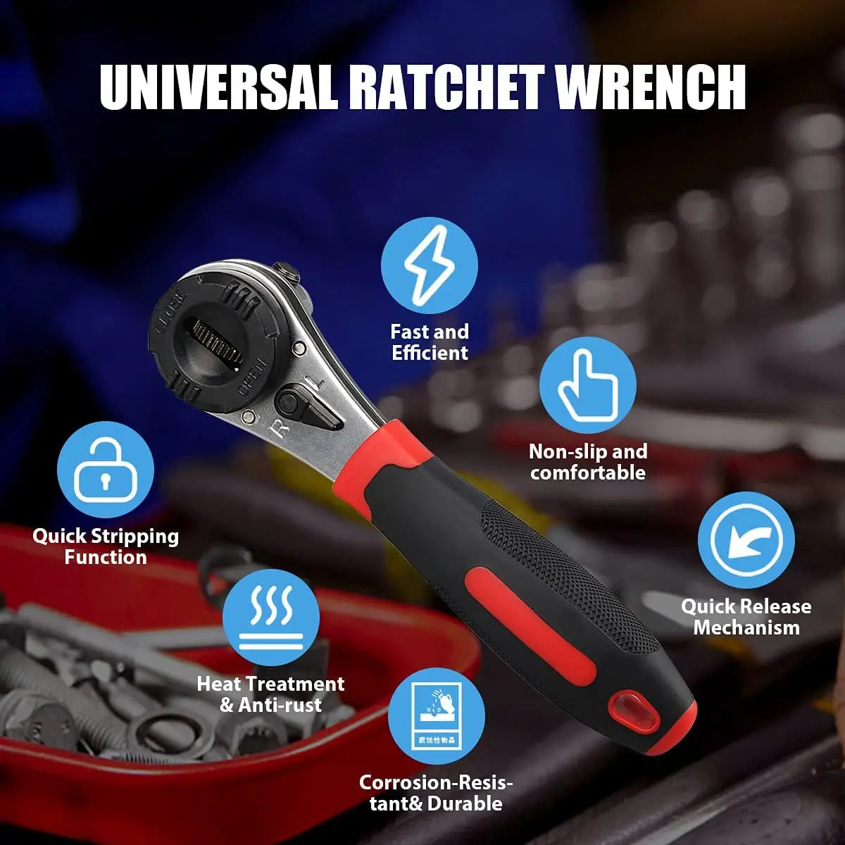 Multifunctional Ratchet Wrench Adjustable 6-22mm Screw Universal Adjustable Ratcheting Wrench Repair Hand Tools