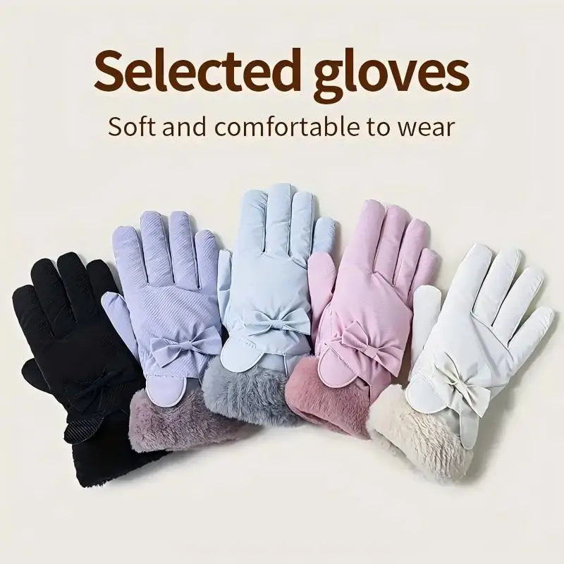 1 Pair Women's Winter Warm Gloves,Thick Fleece Lined,Touchscreen,Non-Slip Windproof,Fashionable Outdoor Gloves for Autumn/Winter