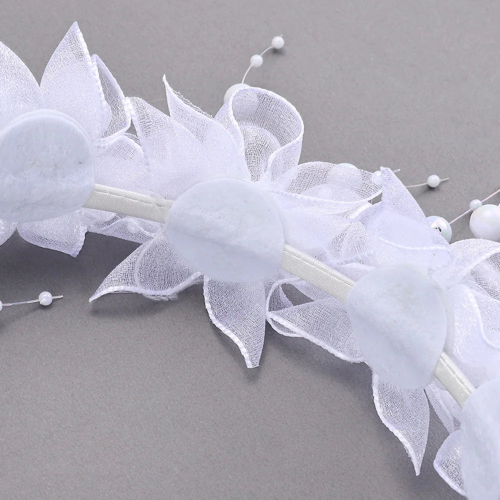 Fairy Flower Headband Sweet Lovely Girl Lace Floral Pearls Hair Hoop For Princess Wedding Birthday Headwear Accessories Gifts