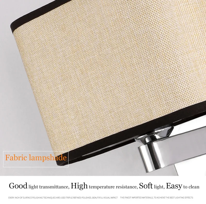 LED Lights Indoor Lighting Fabric Lampshade Wall Lamps for Bedside Bedroom Living Room Hotel Stairs Hotel Home Decoration