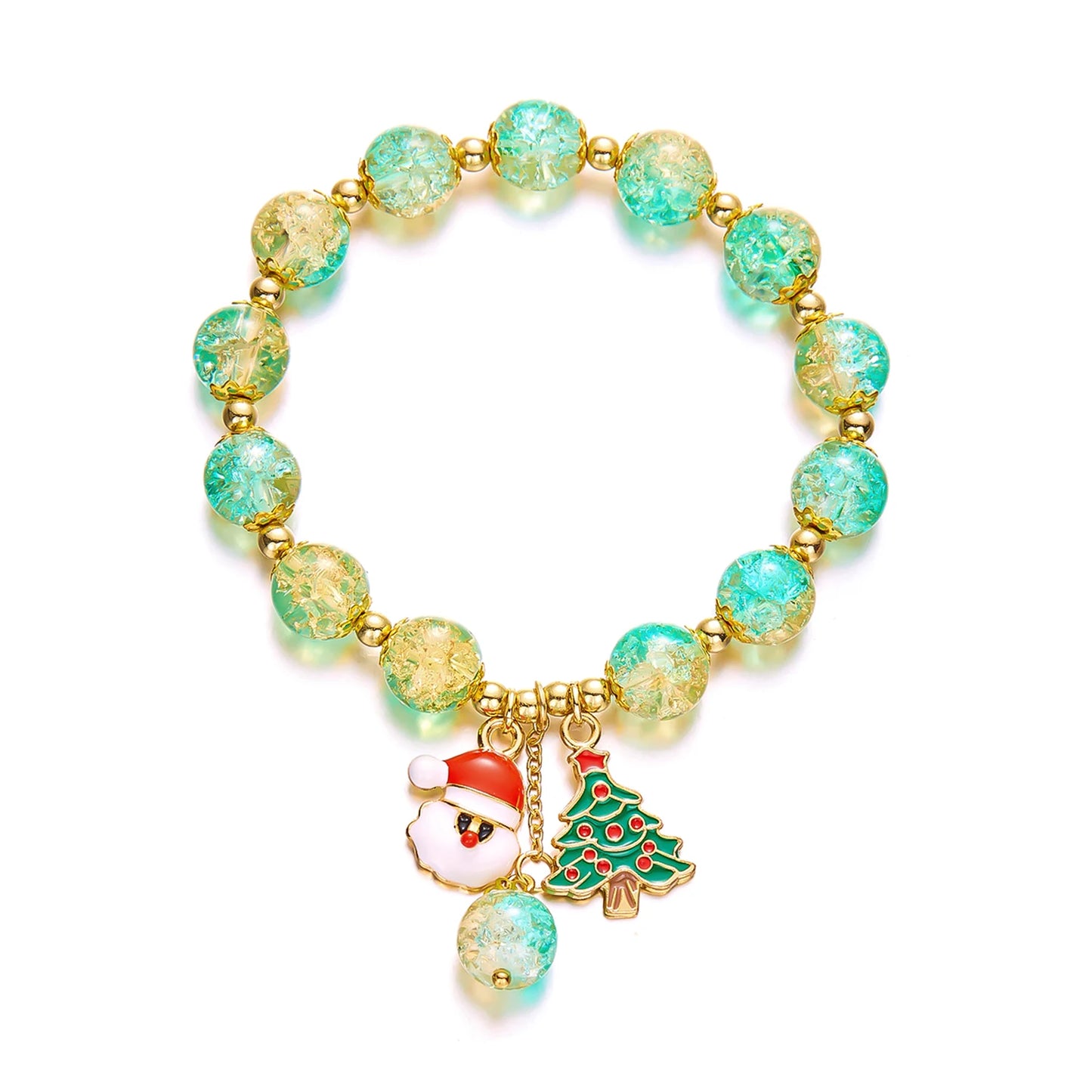 Trendy Christmas Bracelet for Women Men Sweet Handmade Crystal Beaded Santa Claus Tassel Bracelet New Year Party Jewelry Gifts
