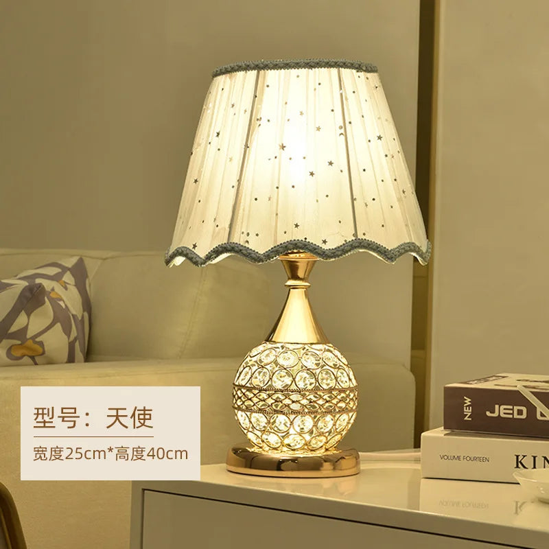 European-Style Crystal Table Lamp Ins Simple Modern Bedroom Warm Romantic Fashion Creative Decorative Bedside Lamp