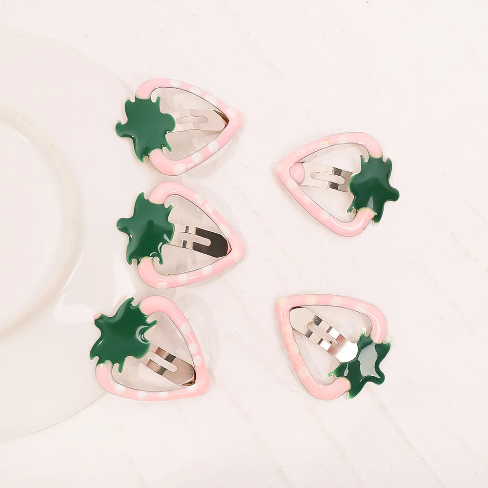 5PCS Kids Fashion Sweet Fruits BB Hairpin Hair Clips Fot Girls Korean Cute Strawberry Bb Hair Pins New Headwear Hair Accessories