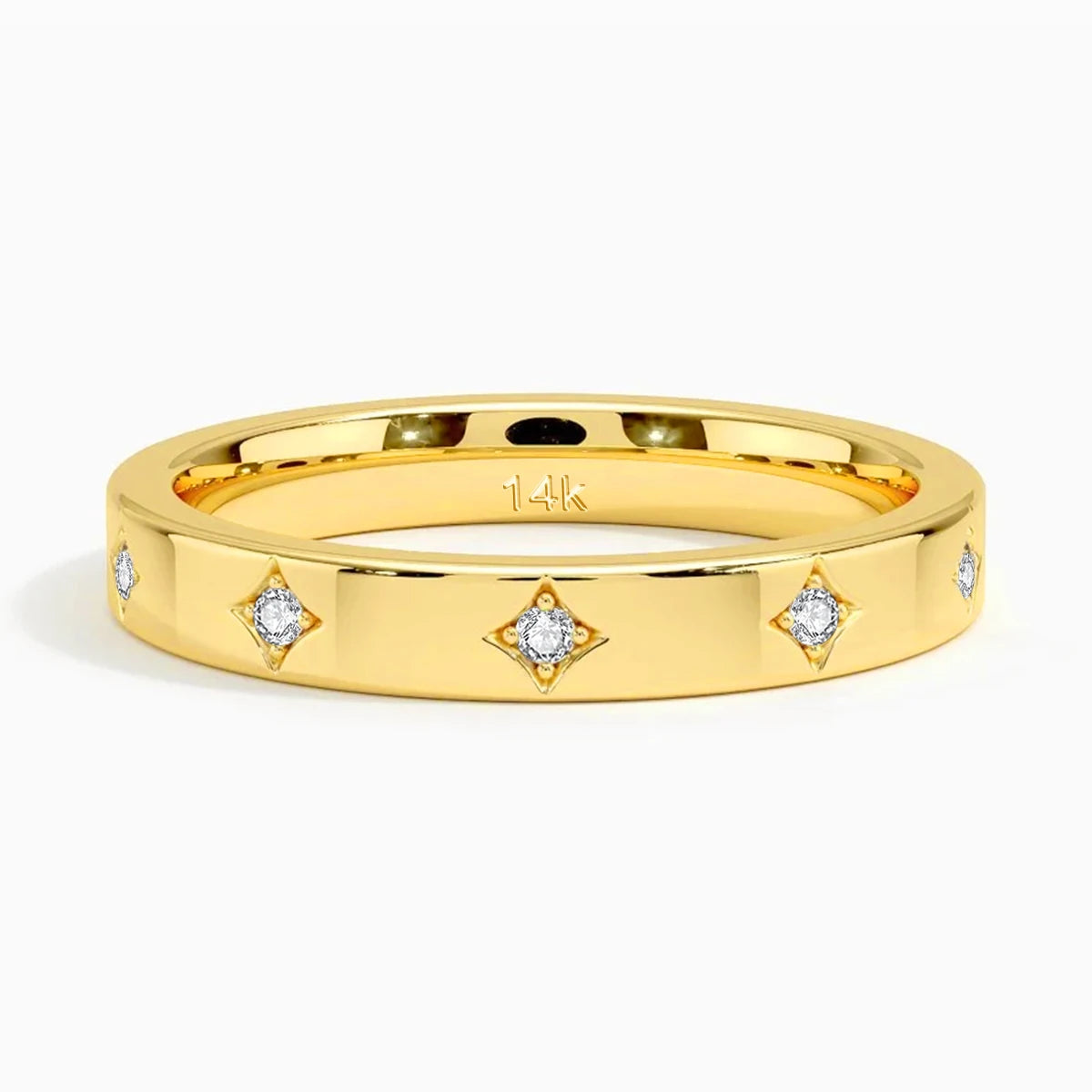 14K Yellow Gold Couple Rings Full Circle Moissanite Diamond Luxury Wedding Band Unisex Ring for Both Men and Women Wedding Bands