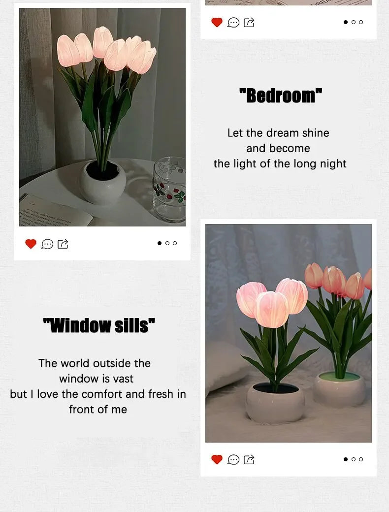 Tulip Table Lamp LED Bedside Lamp Simulation Flower Bouquet Bedroom Bedside Romantic Atmosphere Birthday Gift Home Decoration (Free Shipping) 💝💖🌹 (Free Shipping) 💝💖🌹
