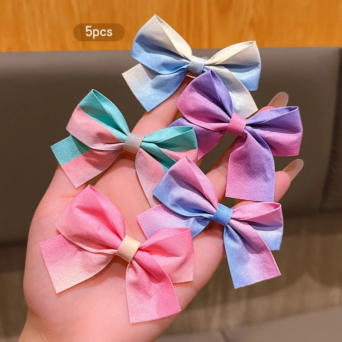 5 colorful bow hair clips, cute and fashionable fabric hair accessories suitable for daily use