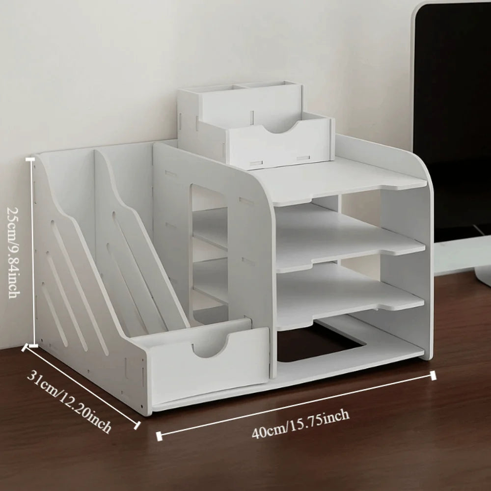 Large Capacity File Storage Rack Space Saving Thickened File Sorter Multi-Layer Partition Design Desktop Storage Box Library