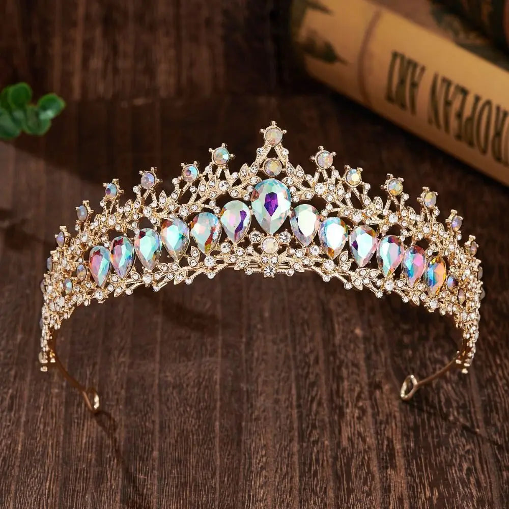 Trendy Shiny Baroque Queen Tiaras Elegant Luxury Alloy Princess Crown Dazzling Adjustable Bridal Headwear Photography Props