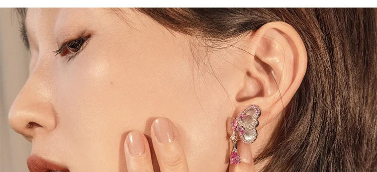 BELL Pink Sapphire Shell Corundum Butterfly Ring S925 Silver 18K Gold