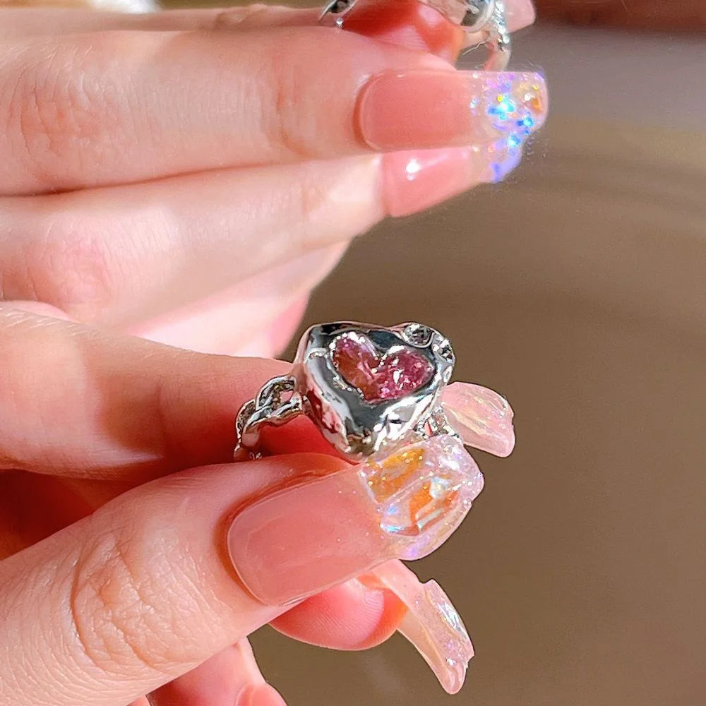 New Fashion Butterfly Rings Shiny Cubic Zirconia Leaves Geometric Adjustable Finger Ring Girls Minimalist Dainty Jewlery Gifts