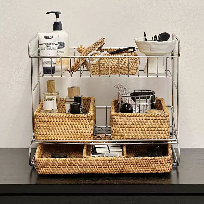 Three Layers Living Room Storage Racks Stainless Steel Practical Simple Kitchen Desktop Storage Holder Luxury Modern Home Decor