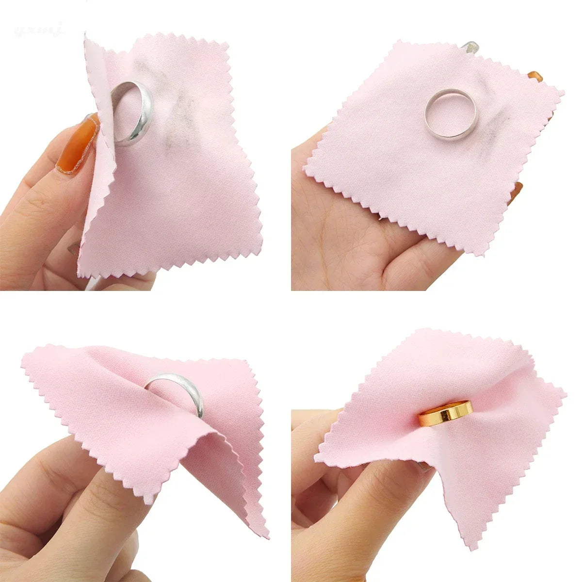 50PCs/pack Jewelry Cleaning Cloth 8cmx8cm Pink Color Jewelry Wiping Cloth  Jewelry Tools Jewelry Making Supplies