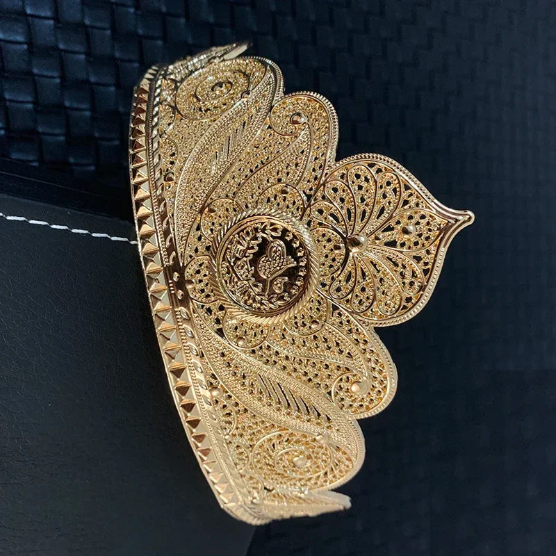 Turkish Metal Gold Color Tiaras and Crowns Coins Headpiece for Women Forehead Hair Jewelry Wedding Accessories
