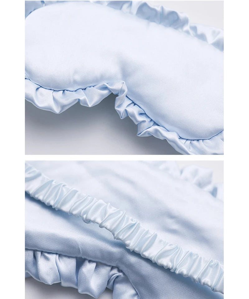 Silk Eye Mask Artificial Filament Artificial Silk Mask Sleep Eye Cover Ruffled Design Blackout Eye Patch For Suitable For Men
