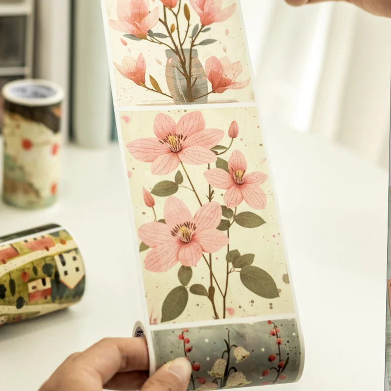 Washi Tape 80mm*2m Daily Life Warm Colour Large Size Landscape Tape Handbook DIY & Scrapbooking For Phone Case Diary Decoration
