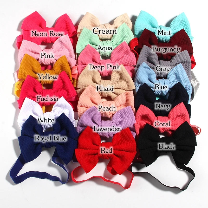 11cm 4.3" Fashion Seersucker Waffle Hair Bows With Headbands For Women Girls Kids Headwear Headband Hair Accessories