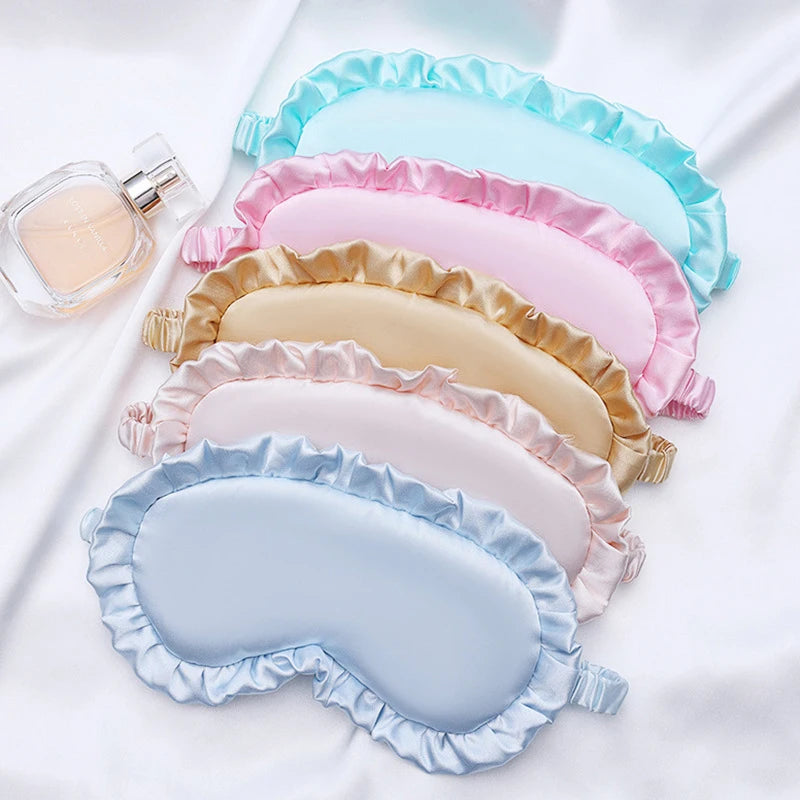 Silk Eye Mask Artificial Filament Artificial Silk Mask Sleep Eye Cover Ruffled Design Blackout Eye Patch For Suitable For Men
