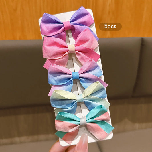 5 colorful bow hair clips, cute and fashionable fabric hair accessories suitable for daily use