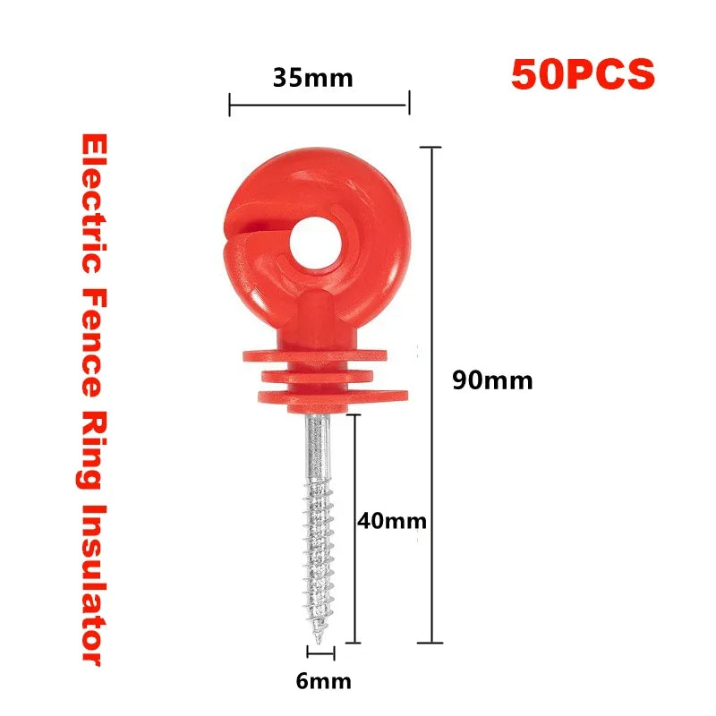 50PCS/100PCS Electric Fence Ring Insulator Wood Post Fencing Screw Timber Tape Wire Insulators Safe Garden Buildings Accessor