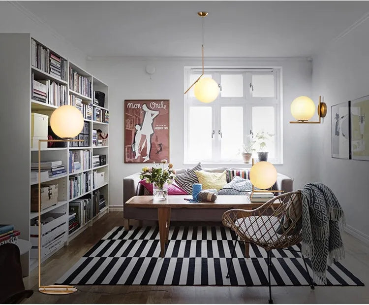Modern Glass Ball floor lamps table lamp night light Nordic Simple Bedside Desk Home Decor LED Lustre Chandelier Light Lamparas