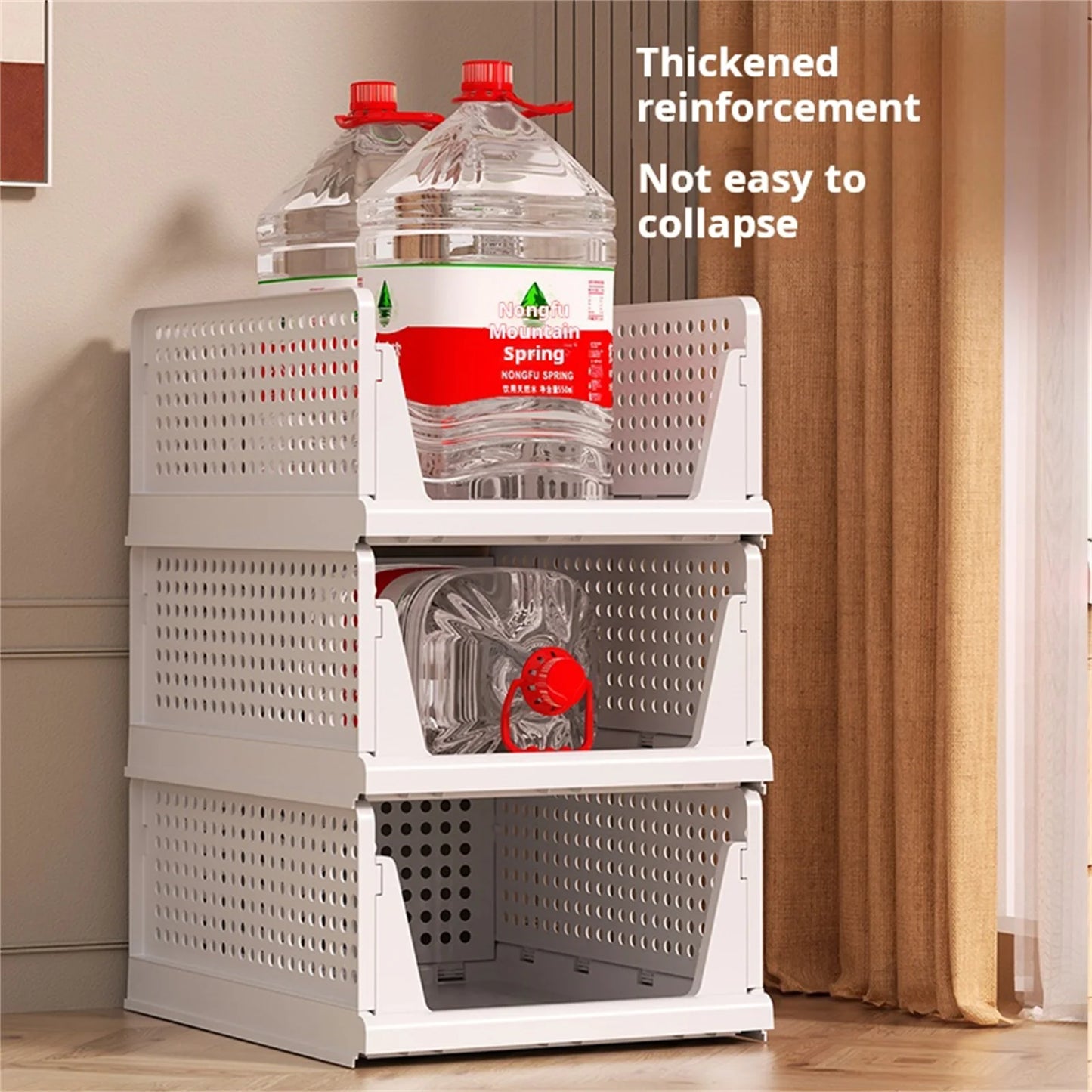 Clothes storage baskets can be stacked with drawer storage baskets, wardrobes, layered partitions, and pull-out folding storage