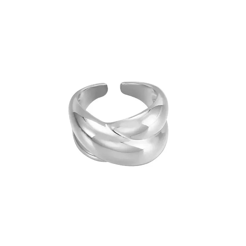 Stainless Steel Angel Wing Ring Open Adjustable Feather Ring for Men Women Couple Fashion Jewelry Anniversary Gift