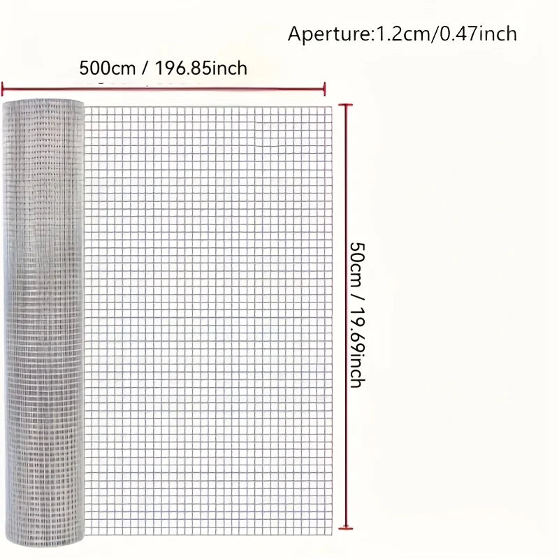 50X500cm Wire Mesh Metal Fence, Mesh Metal Fence, Garden Rabbit Fence, Durable Metal Barrier for Chicken Coop, Garden, Pet