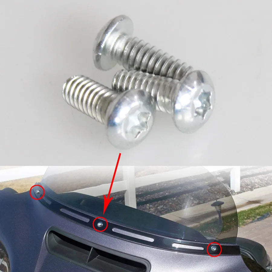 3pcs Chrome Windshield Bolts Kit Hex Hexagon Socket Allen Round Button Head For Harley Electra Glide Touring Models 1996-2013