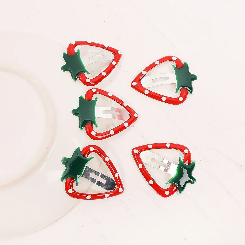 5PCS Kids Fashion Sweet Fruits BB Hairpin Hair Clips Fot Girls Korean Cute Strawberry Bb Hair Pins New Headwear Hair Accessories