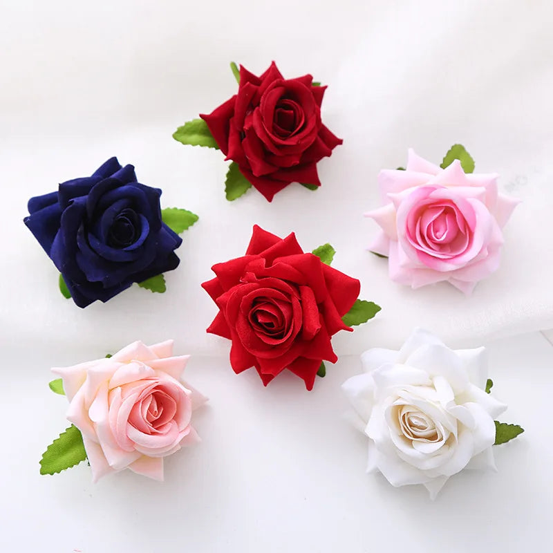 U Shaped Red Hairpins Hair Clips Wedding Hair Accessories For Women Rose Flower Headpieces Forks Bride Headdress Hair Jewelry