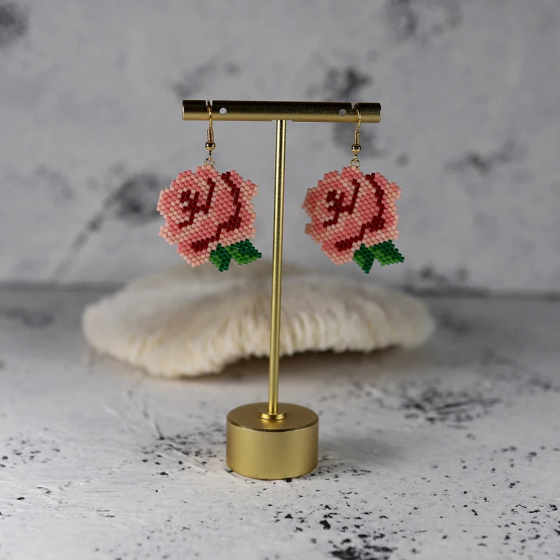Fairywoo Ethnic Flower Earring For Lady Rose Jewellery Miyuki Bead Free shipping Jewelry Handmade Earrings Friendship Wholesale