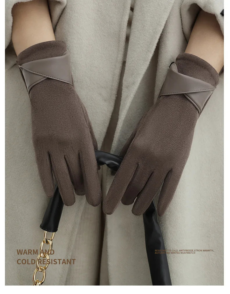 Women Winter Keep Warm Touch Screen Gloves Lady Fashion Elegant Retro Cycling Drive Protection From Cold Thicken