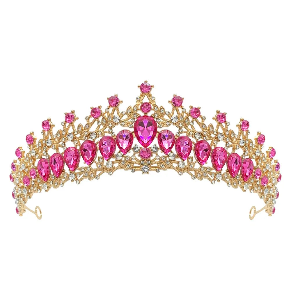 Trendy Shiny Baroque Queen Tiaras Elegant Luxury Alloy Princess Crown Dazzling Adjustable Bridal Headwear Photography Props