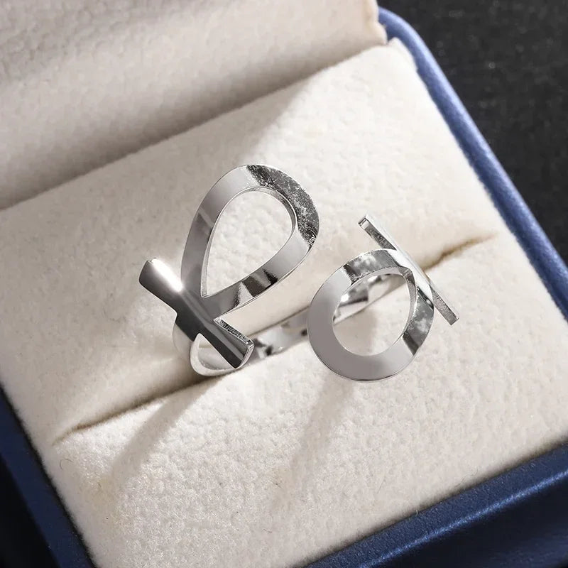 Stainless Steel Angel Wing Ring Open Adjustable Feather Ring for Men Women Couple Fashion Jewelry Anniversary Gift