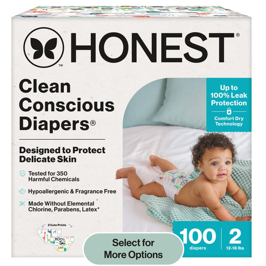 ® Clean Conscious Baby Diapers Size 2 (12-18 Lbs), Hypoallergenic and Fragrance Free, 100 Count