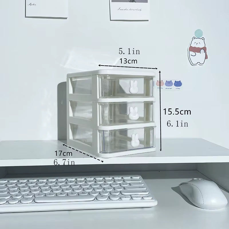 Clear Stacking Drawer Organizer - Multi-Tier PP Storage Box for Office/Beauty Products, Modular Desktop System (2-5 Layers)