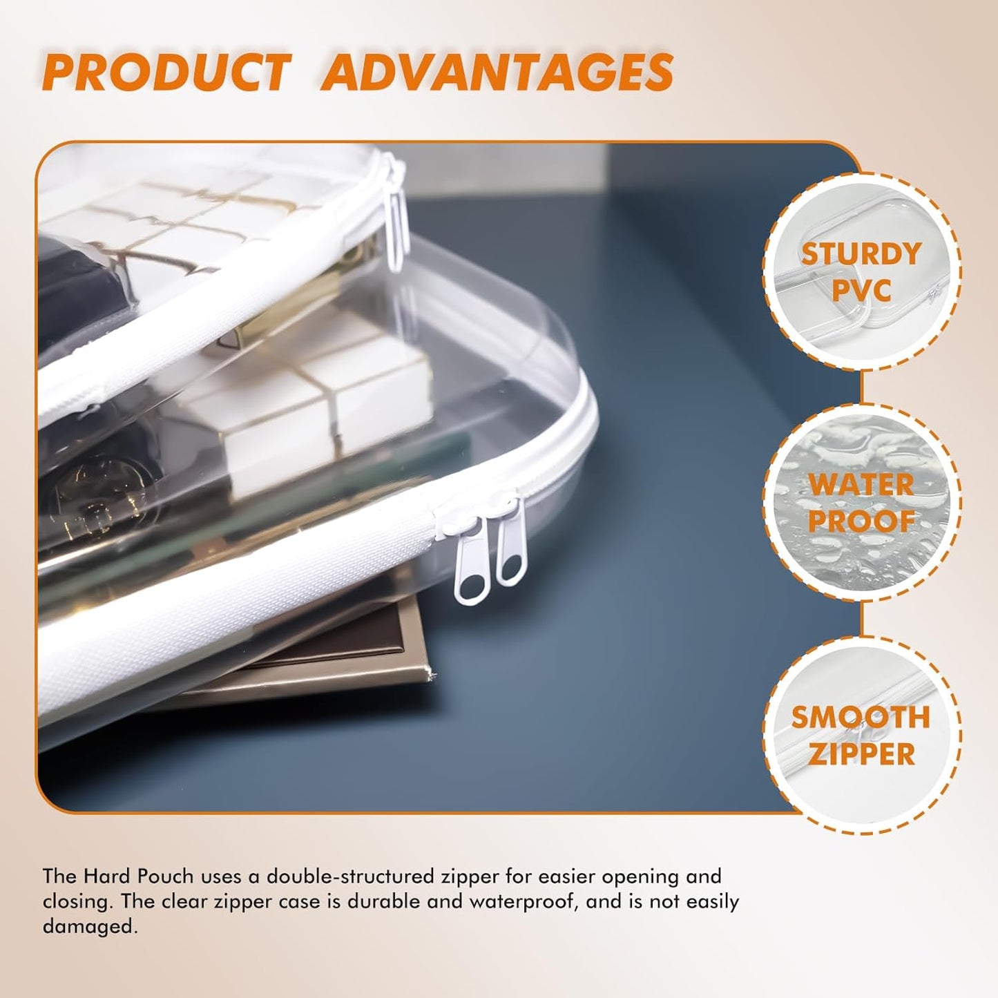 2 Pack Clear Makeup & Toiletry Bag Set – TSA Approved PVC Travel Organizer for Women, Hard Shell Cosmetic Case (Airport Compliant)