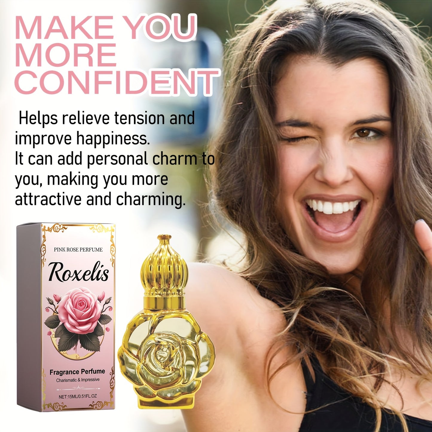 "Feminine Mystique" Elegant Rose Scented Perfume 0.51oz - Long-Lasting Floral Fragrance, Ideal For Dates & Everyday Wear, Perfect Gift For Her