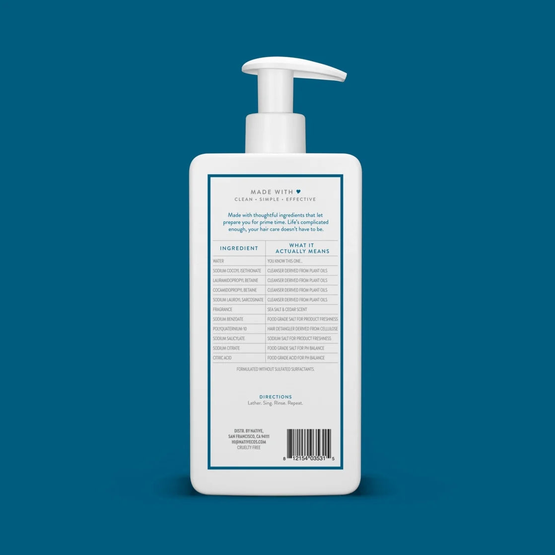 Full & Thick 2In1 Shampoo and Conditioner, Sea Salt & Cedar, Sulfate Free, for Men and Women, 16.5 Oz