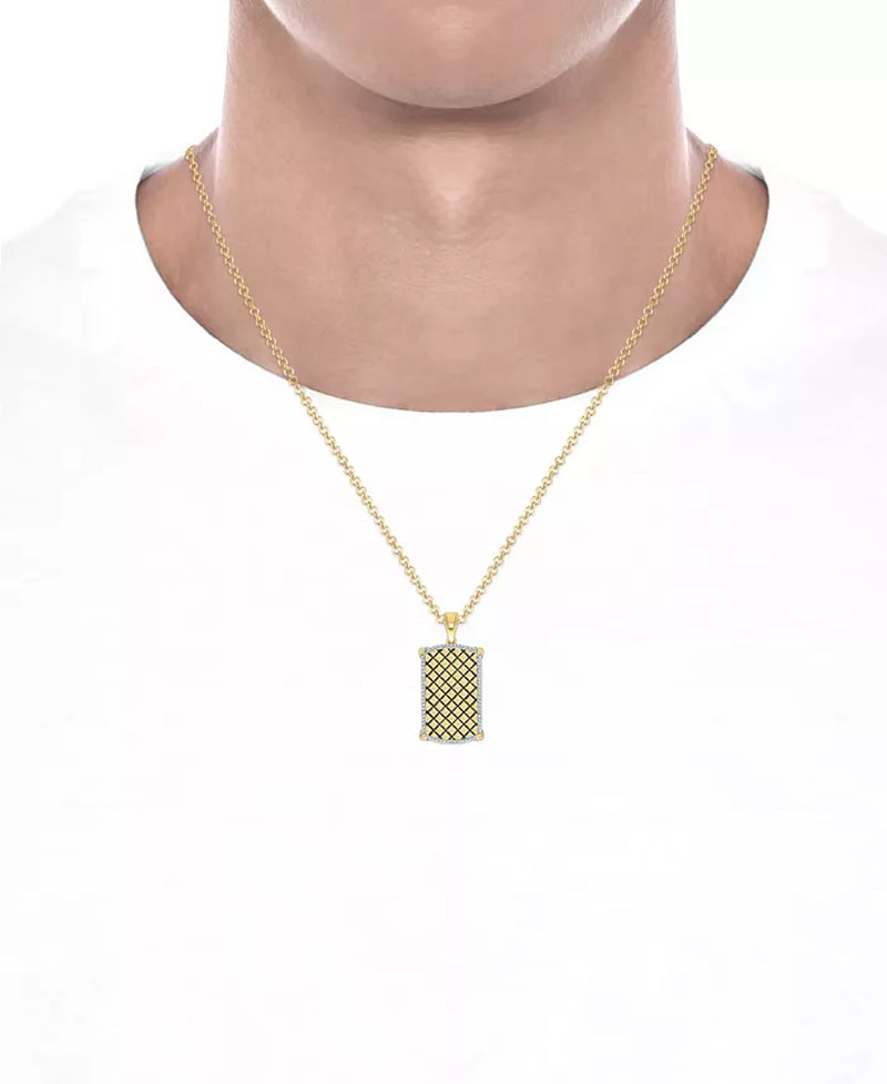 Men'S Diamond Border Square Pattern Dog Tag 22" Pendant Necklace (1/2 Ct. T.W.)