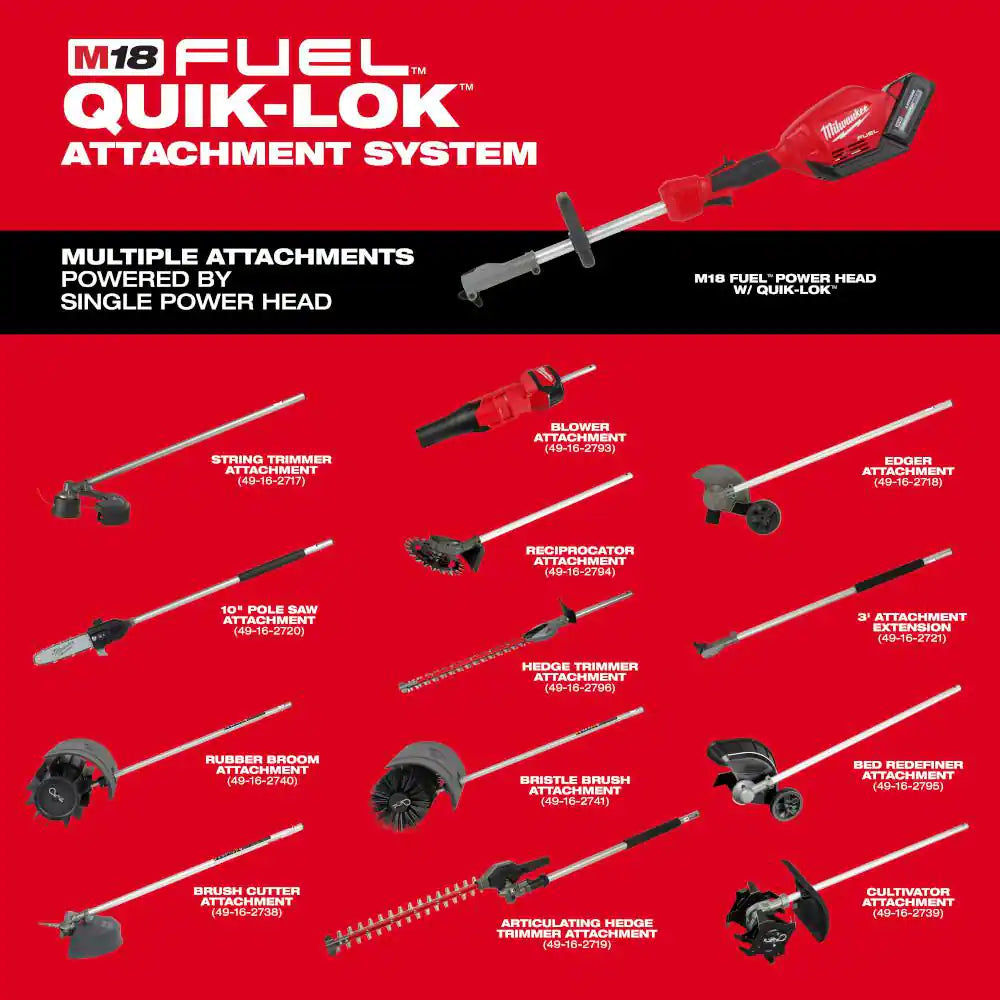M18 FUEL QUIK-LOK Brush Cutter Attachment and M18 FUEL QUIK-LOK Rubber Broom Attachment (2-Tool)
