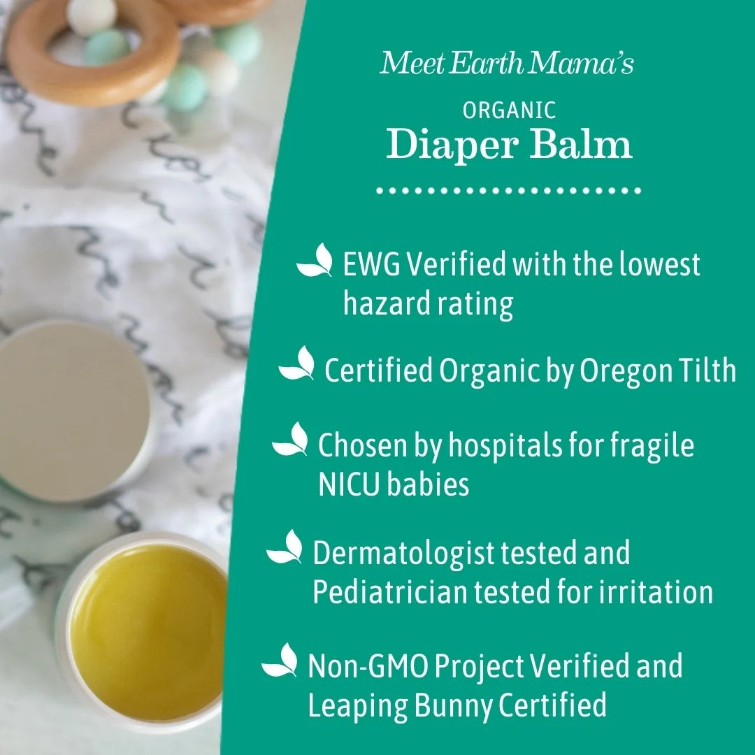 Organic Diaper Balm, Diaper Cream for Newborns, Infants, & Toddlers, 4 Fl Oz.