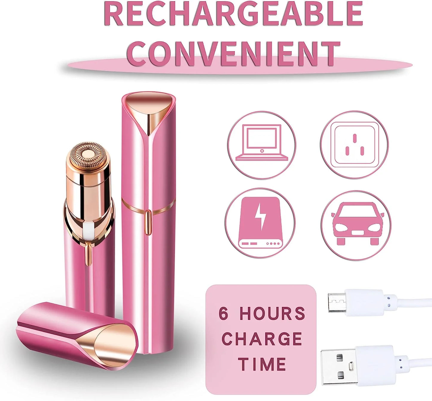Facial Hair Removal for Women, Mini Hair Remover, Electric Razor Shaver Portable Painless Bikini Epilator for Lips, Chin, Armpit, Peach Fuzz, Arms, Legs,And USB Rechargeable