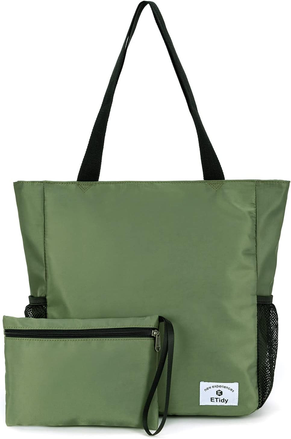 Large Capacity Foldable Tote Bag with Zipper Water-Resistant Sandproofwomen Beach Bag Handbag Gymbag Travel Shoppingbag
