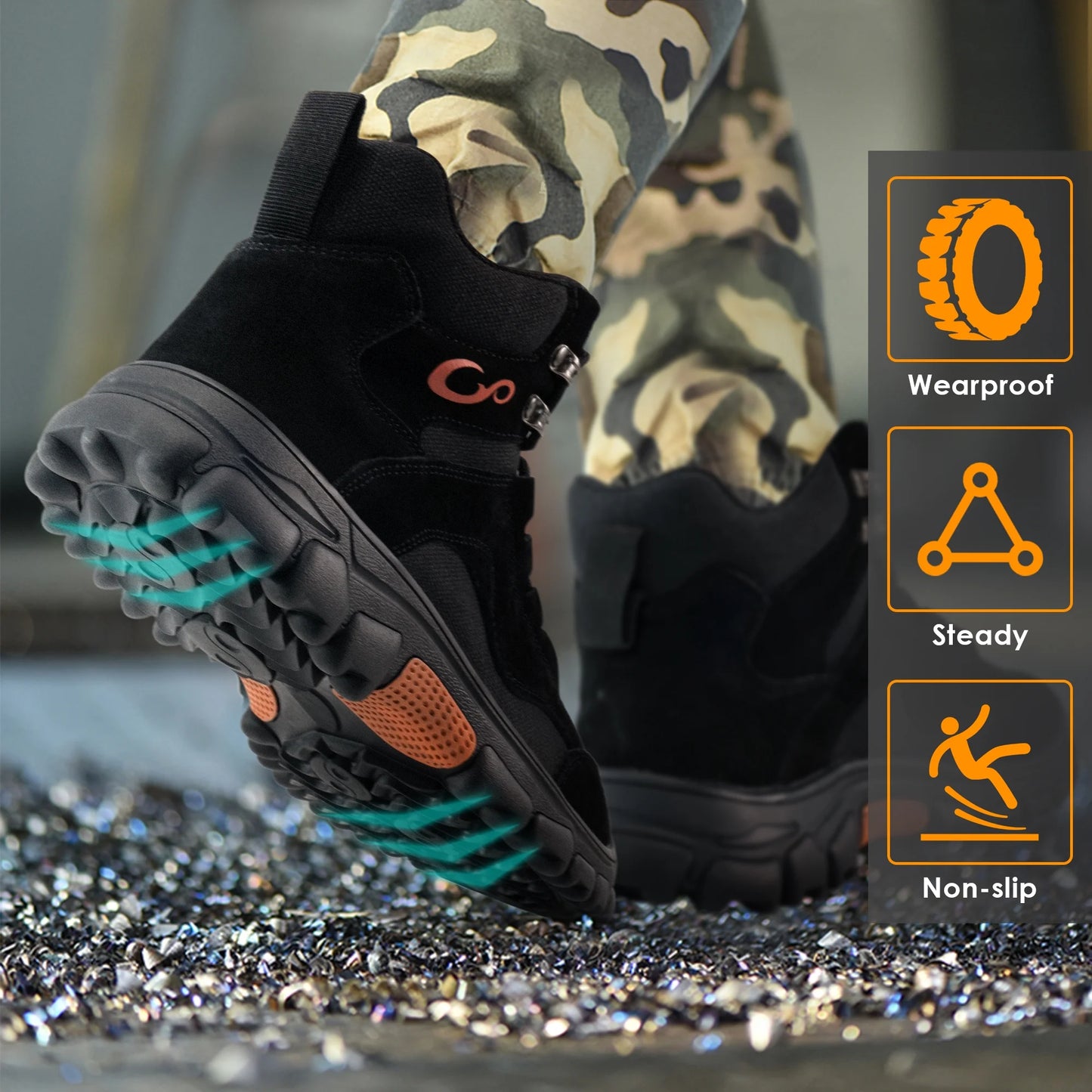 Steel Toe Work Boots for Men Safety Industrial Construction Shoes
