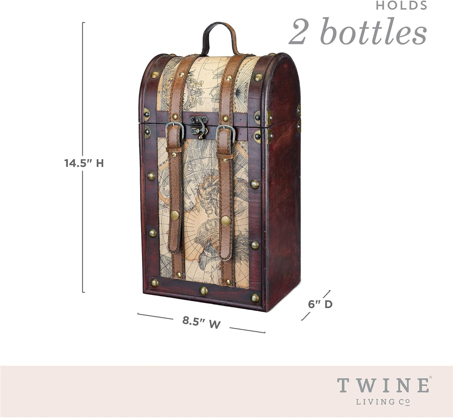 Chateau Old World Wooden Wine Box by , Maroon - 2 Bottle (0603)