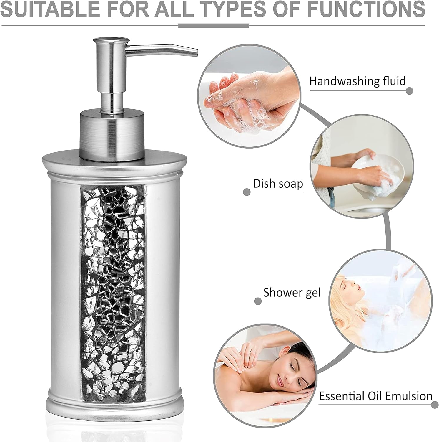 4Pc Sinatra Stylish Bathroom Accessories Set Liquid Soap Dispenser, Tumbler, Too