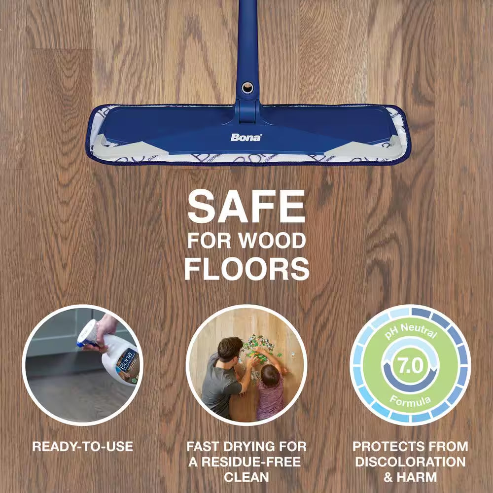 Premium Hard-Surface Floor Microfiber Flat Mop, 32 Oz. Hardwood Cleaner and 32 Oz. Hard-Surface Cleaner