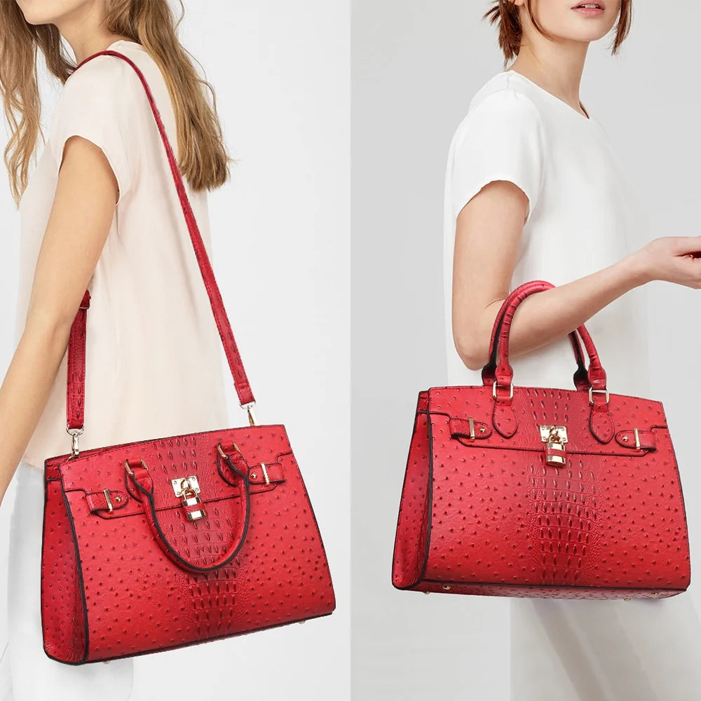 Women Handbags and Purses Ladies Shoulder Bag Top Handle Satchel Tote Work Bag with Matching Clutch
