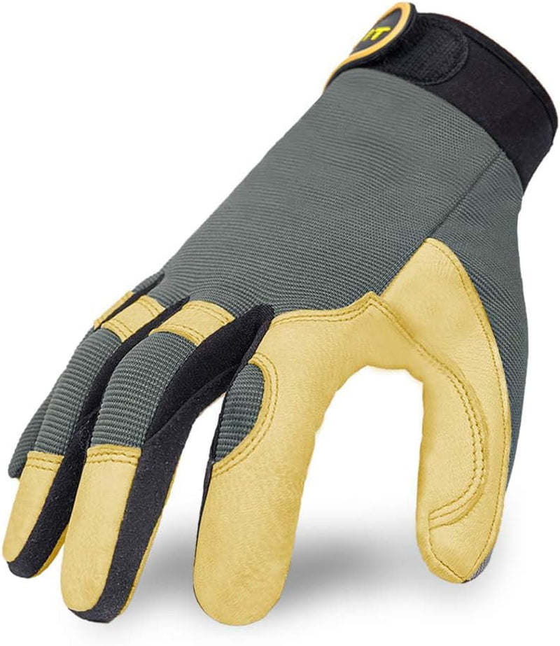General Work Gloves, Deerskin Construction Gloves,Soft, Improved Dexterity